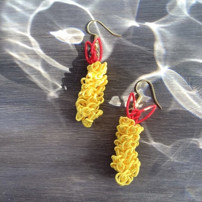 【えび天】水引 ピアス エビフライ 海老天 蝦