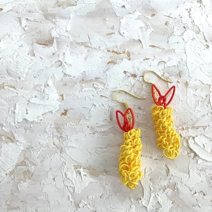 【えび天】水引 ピアス エビフライ 海老天 蝦