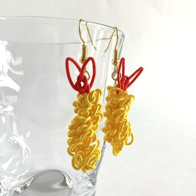 【えび天】水引 ピアス エビフライ 海老天 蝦