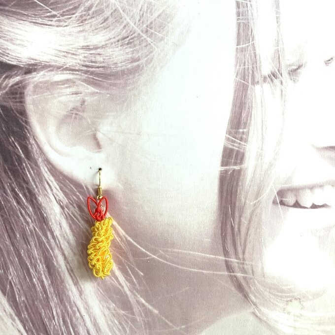 【えび天】水引 ピアス エビフライ 海老天 蝦