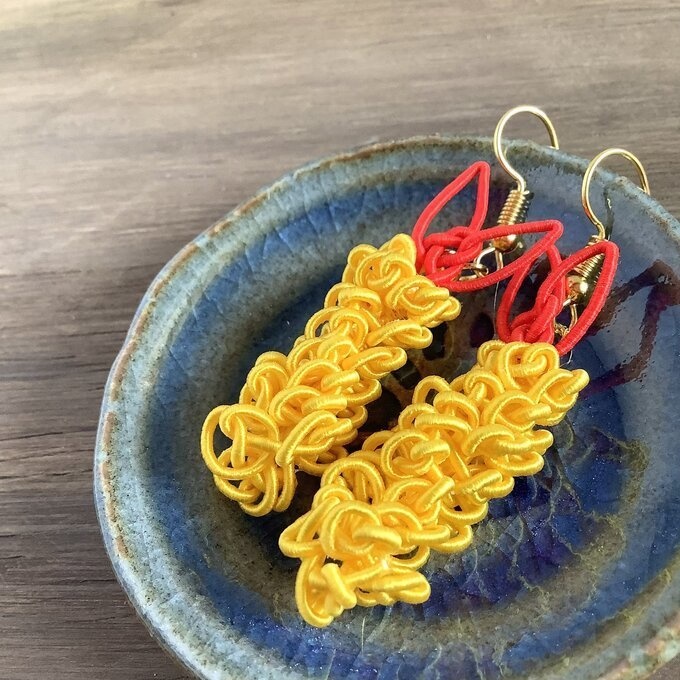 【えび天】水引 ピアス エビフライ 海老天 蝦