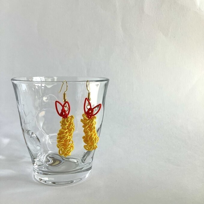 【えび天】水引 ピアス エビフライ 海老天 蝦