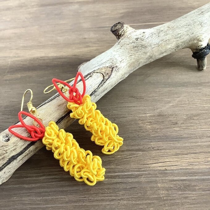 【えび天】水引 ピアス エビフライ 海老天 蝦