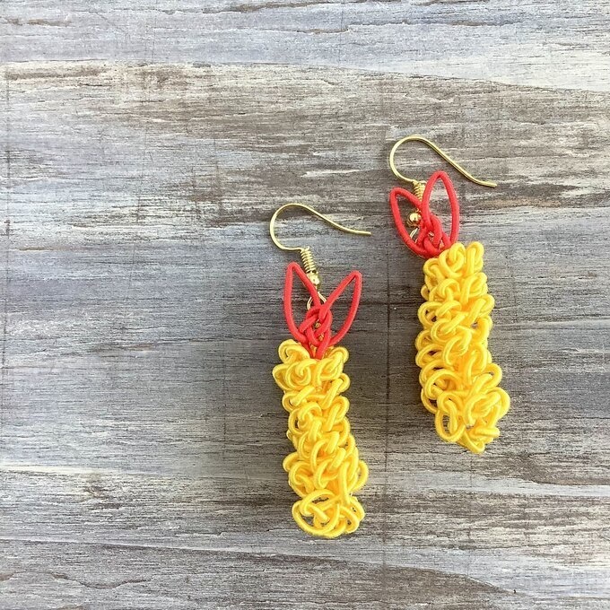 【えび天】水引 ピアス エビフライ 海老天 蝦