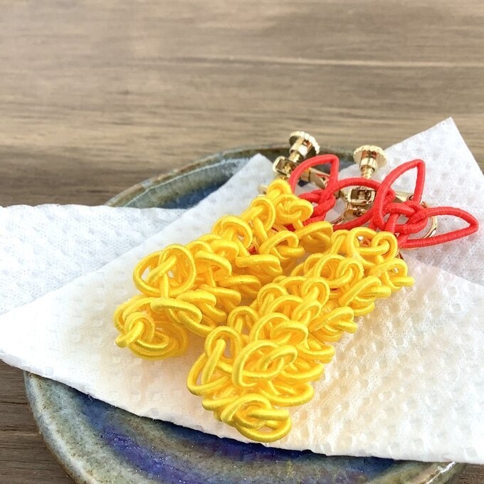 【えび天】水引 イヤリング エビフライ 海老天 蝦