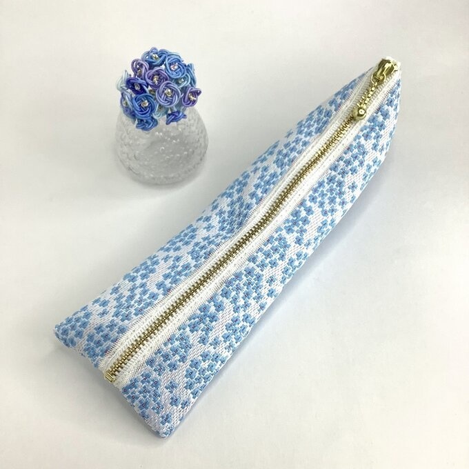 【紫陽花】畳縁 テトラ型 ペンケース 青 アジサイ 雨