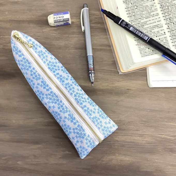 【紫陽花】畳縁 テトラ型 ペンケース 青 アジサイ 雨