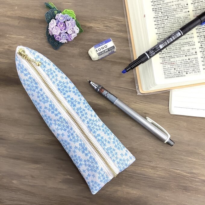 【紫陽花】畳縁 ぺたんこ ミニポーチ 小銭入れ カードケース 青 アジサイ 雨