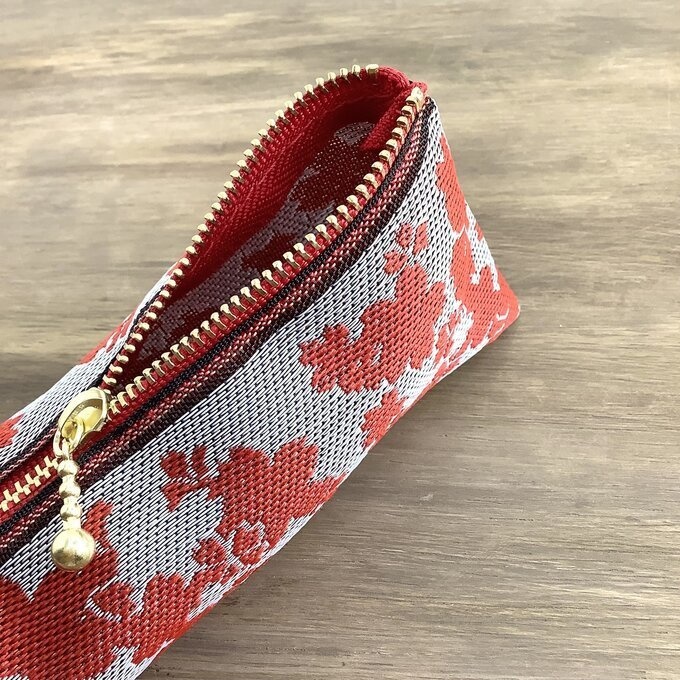 【花影】畳縁 テトラ型 ペンケース 桜 赤 和風