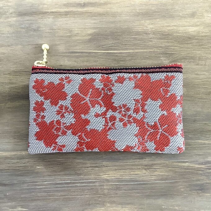 【花影】畳縁 ミニポーチ カードケース 小銭入れ 桜 赤 和風