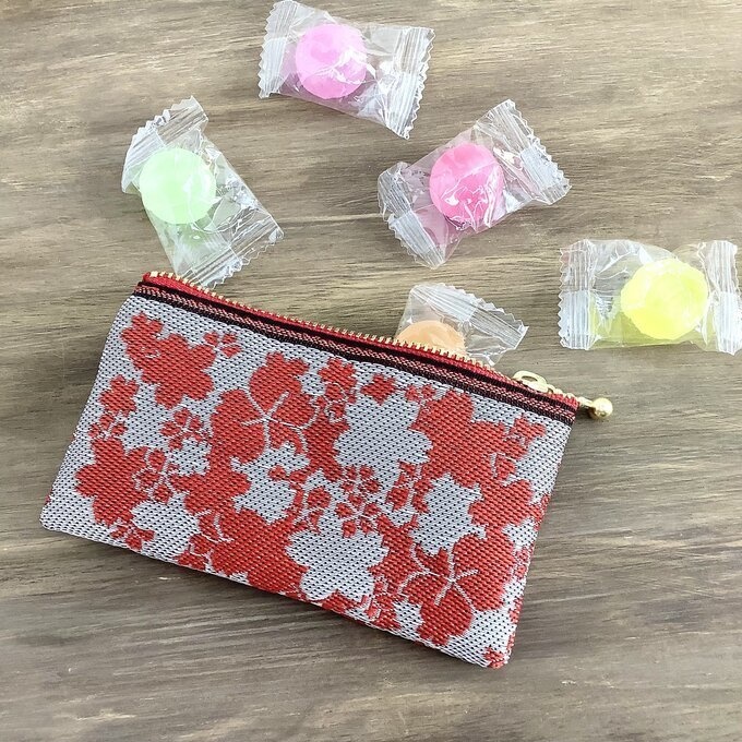 【花影】畳縁 ミニポーチ カードケース 小銭入れ 桜 赤 和風