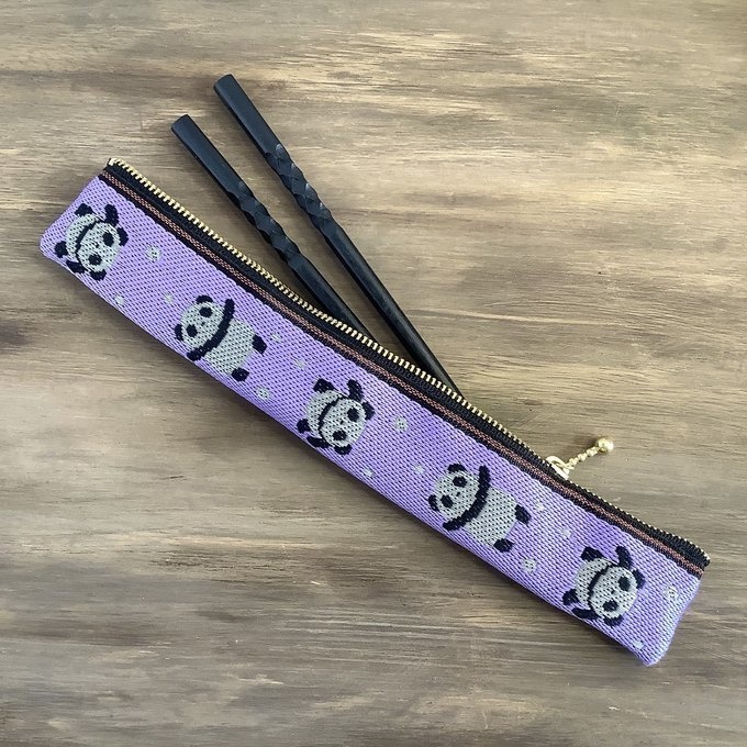 【パンダ】畳縁 箸袋 箸カバー 紫