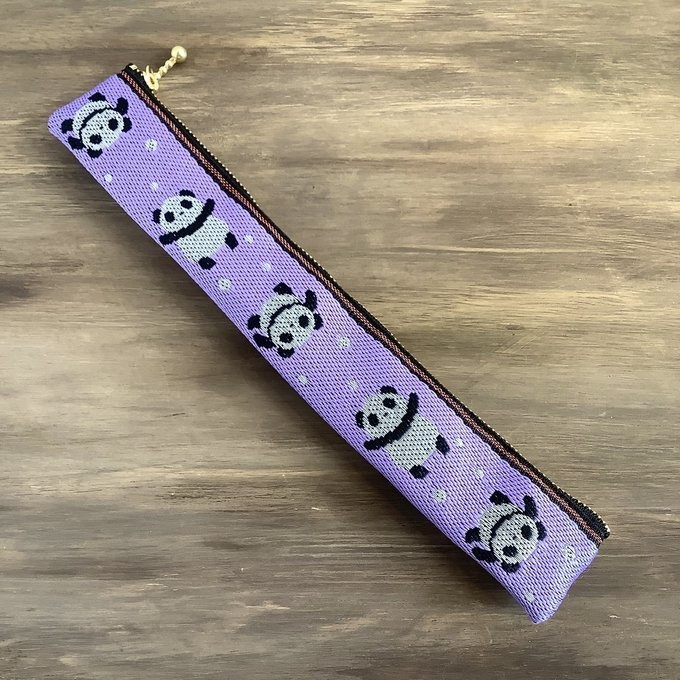 【パンダ】畳縁 箸袋 箸カバー 紫