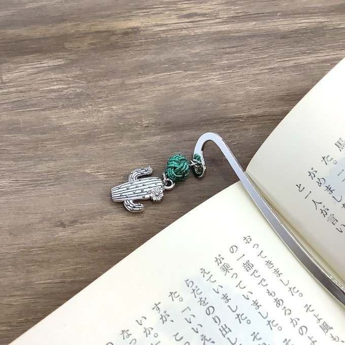 御朱印帳 しおり 水引【銀のサボテン】ブックマーカー メキシコ ユニーク