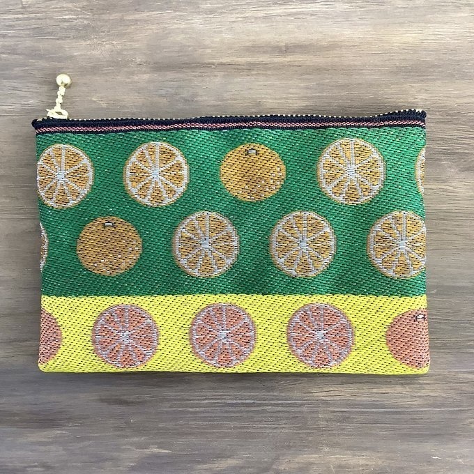 【みかん】畳縁 ぺたんこポーチ オレンジ かわいい