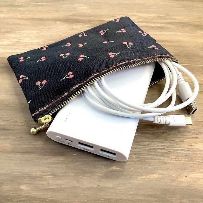 【さくらんぼ】畳縁 ぺたんこポーチ チェリー かわいい