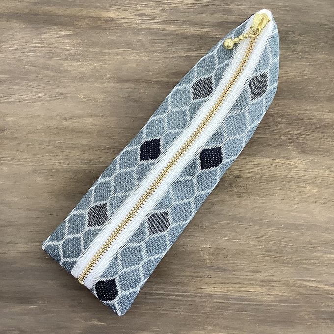 【モロッカンタイル】畳縁 テトラ型 ペンケース グレー 灰色 モロッコ