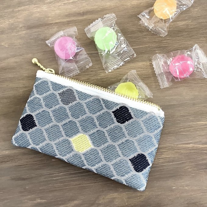 【モロッカンタイル】畳縁 ぺたんこ ミニポーチ 小銭入れ カードケース グレー 灰色 モロッコ