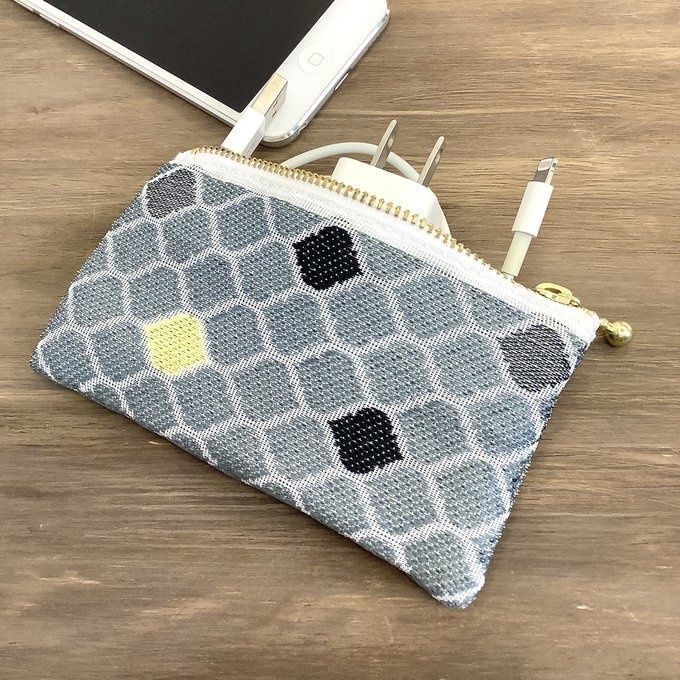 【モロッカンタイル】畳縁 ぺたんこ ミニポーチ 小銭入れ カードケース グレー 灰色 モロッコ