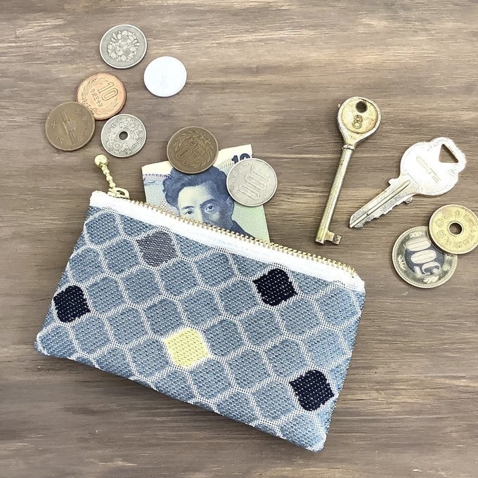 【モロッカンタイル】畳縁 ぺたんこ ミニポーチ 小銭入れ カードケース グレー 灰色 モロッコ