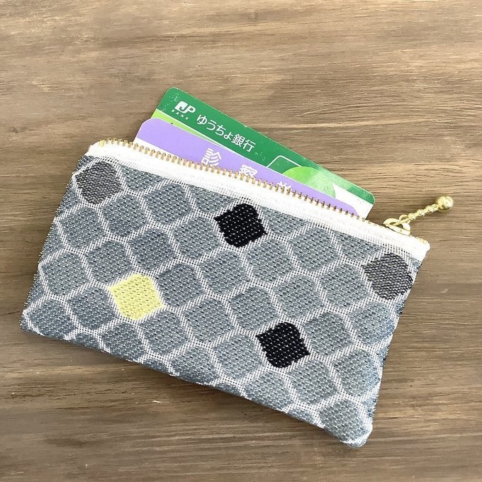 【モロッカンタイル】畳縁 ぺたんこ ミニポーチ 小銭入れ カードケース グレー 灰色 モロッコ