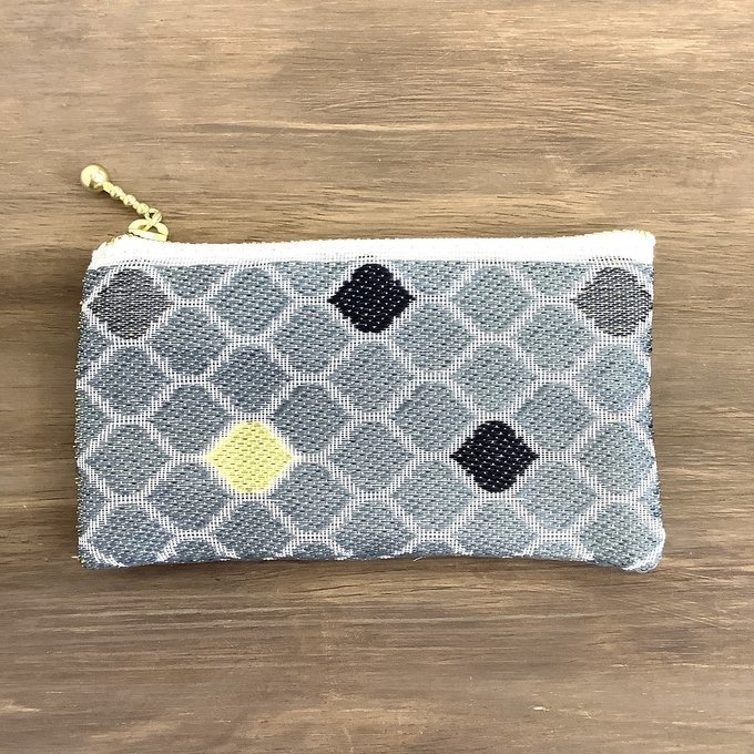 【モロッカンタイル】畳縁 ぺたんこ ミニポーチ 小銭入れ カードケース グレー 灰色 モロッコ