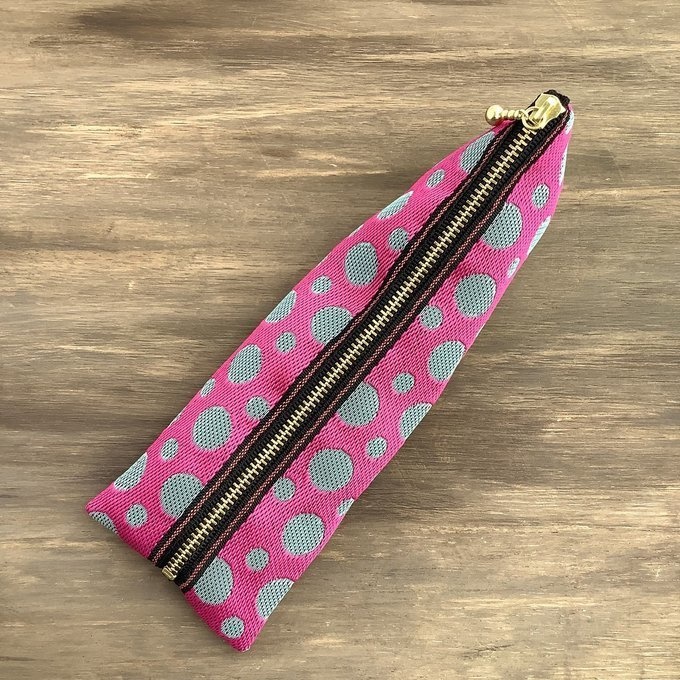 【ピンクソーダ】畳縁 テトラ型 ペンケース ドット 水玉 ピンク ブルーグレ