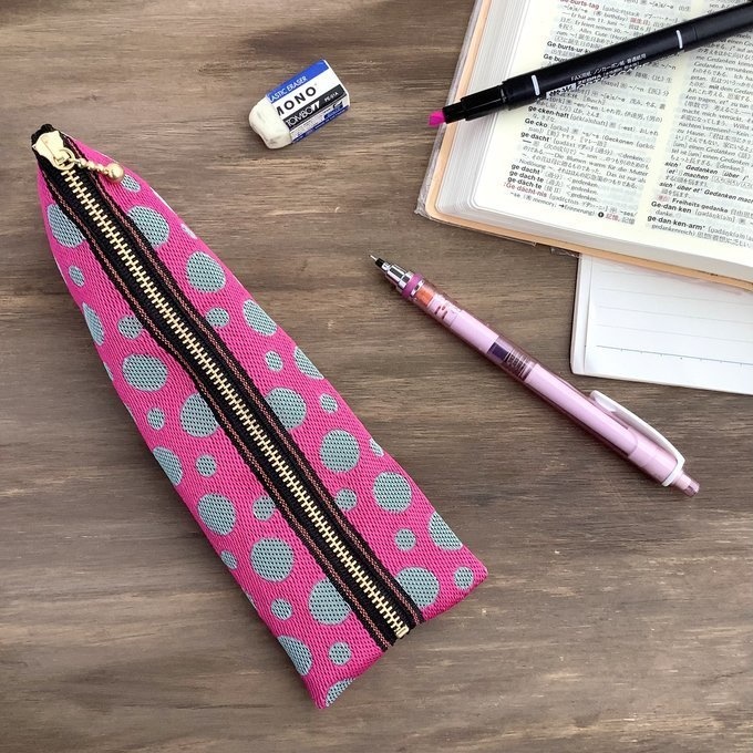 【ピンクソーダ】畳縁 ぺたんこ ミニポーチ 小銭入れ カードケース ドット 水玉 ピンク ブルーグレー