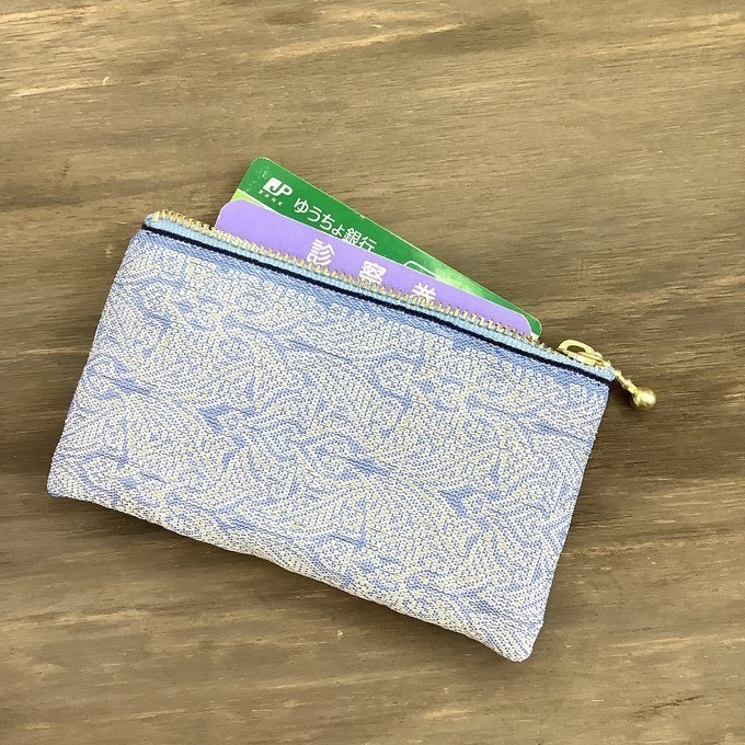 【雪の女王】畳縁 ぺたんこ ミニポーチ カードケース 小銭入れ アイスブルー オリエンタル