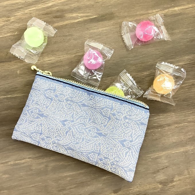 【雪の女王】畳縁 ぺたんこ ミニポーチ カードケース 小銭入れ アイスブルー オリエンタル