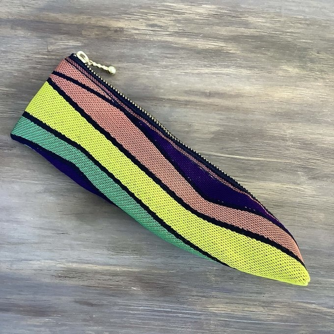 【ミッドセンチュリー風 ①】畳縁 テトラ型 ペンケース しましま レトロ