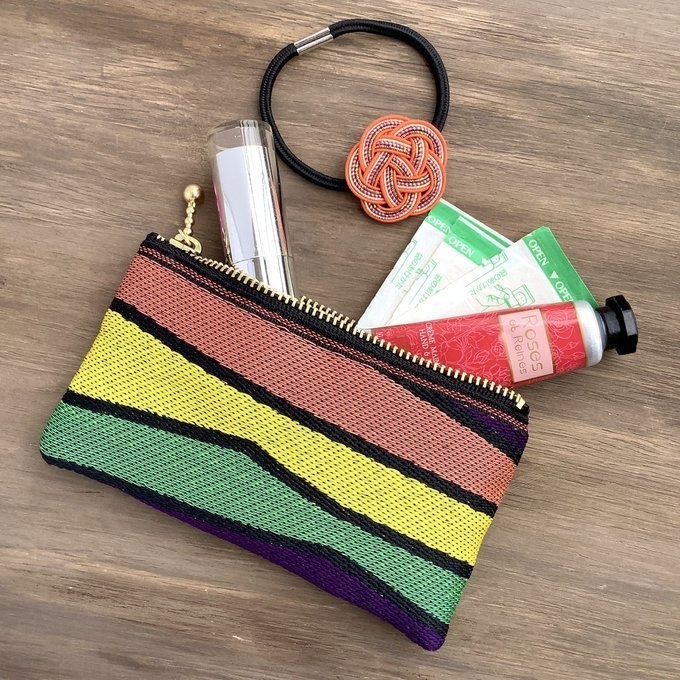 【ミッドセンチュリー風 ①】畳縁 テトラ型 ペンケース しましま レトロ