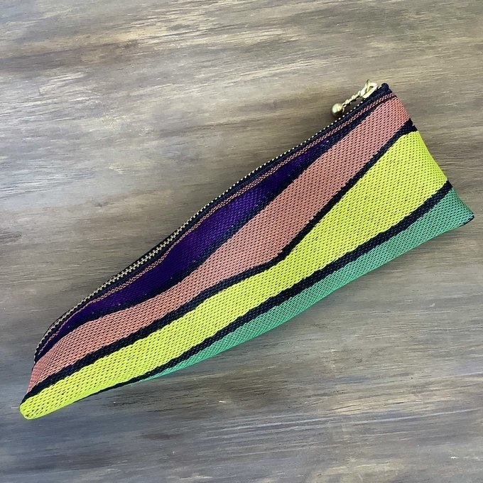 【ミッドセンチュリー風 ①】畳縁 テトラ型 ペンケース しましま レトロ