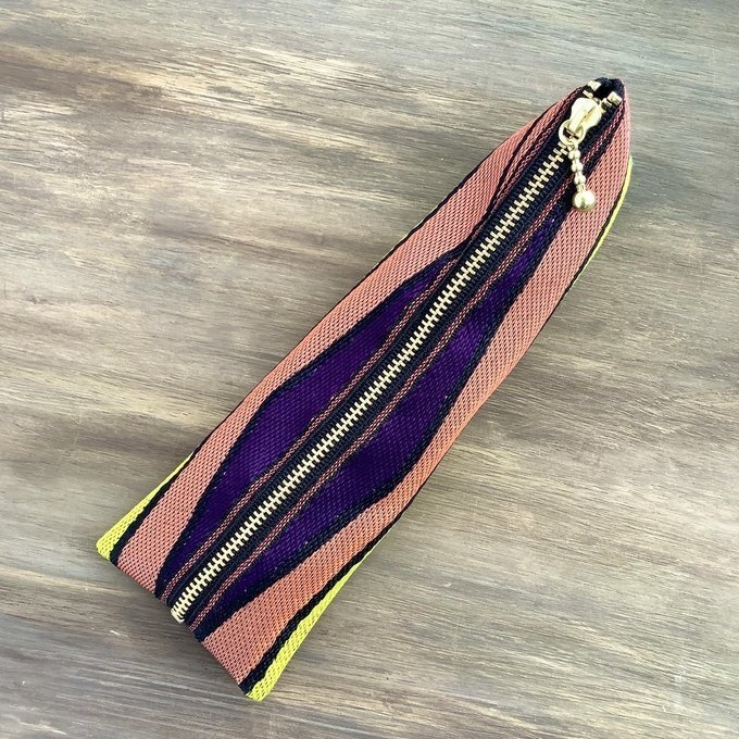 【ミッドセンチュリー風 ①】畳縁 テトラ型 ペンケース しましま レトロ