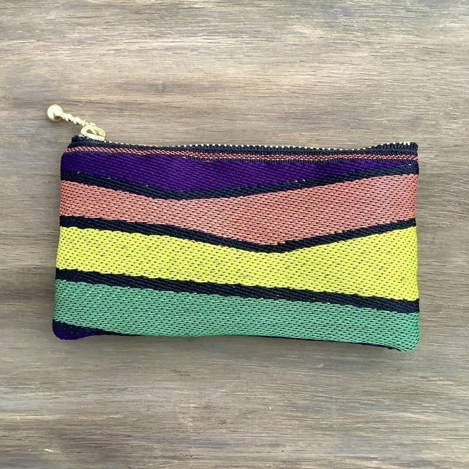 【ミッドセンチュリー風 ①】畳縁 ぺたんこ ミニポーチ 小銭入れ カードケース しましま レトロ