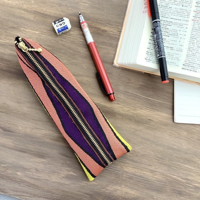 【ミッドセンチュリー風 ①】畳縁 ぺたんこ ミニポーチ 小銭入れ カードケース しましま レトロ