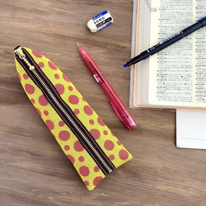 【柑橘 ドット】畳縁 ぺたんこ ミニポーチ 小銭入れ カードケース 水玉 オレンジ 黄色