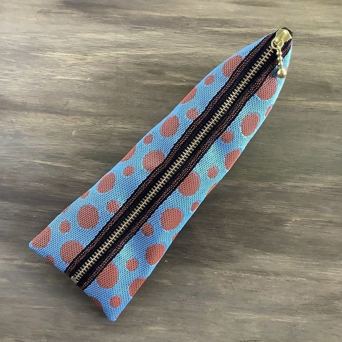 【みかん畑】畳縁 テトラ型 ペンケース 水玉 空色 オレンジ 水色