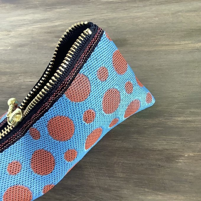 【みかん畑】畳縁 テトラ型 ペンケース 水玉 空色 オレンジ 水色