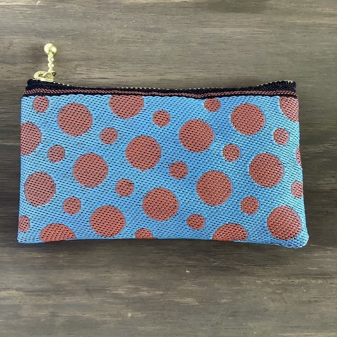 【みかん畑】畳縁 ぺたんこ ミニポーチ 小銭入れ カードケース 水玉 空色 オレンジ 水色