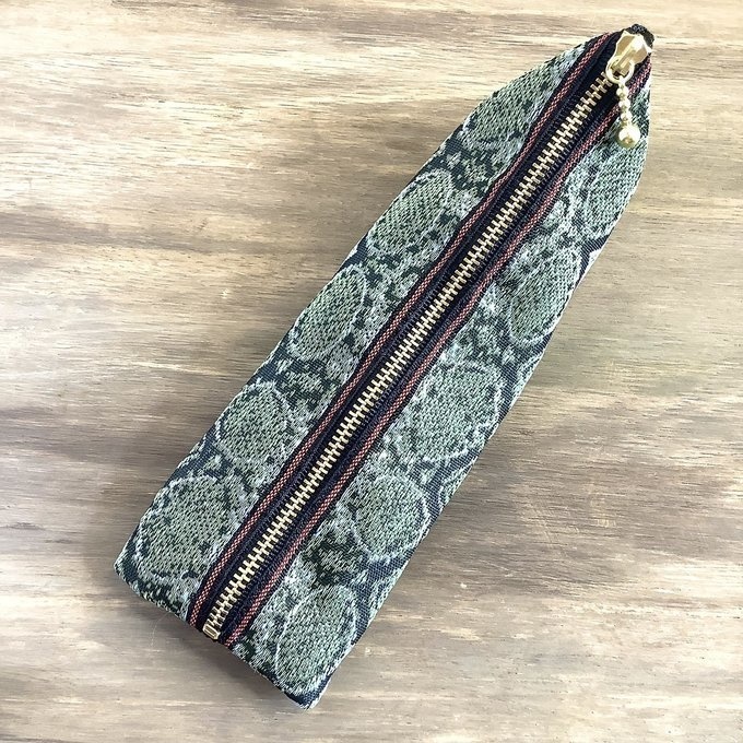 【青蛇柄】畳縁 テトラ型 ペンケース ブルー ヘビ パイソン