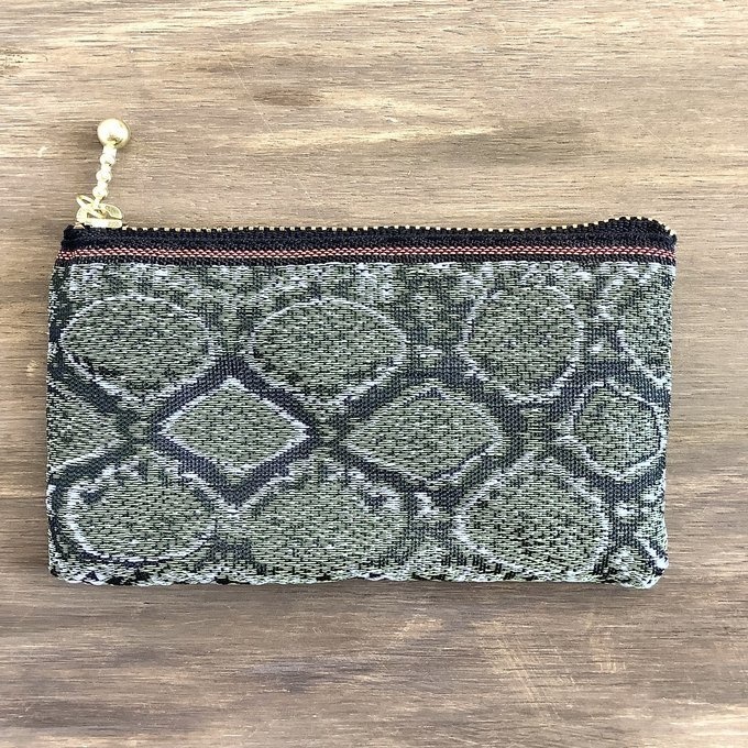 【青蛇柄】畳縁 ぺたんこ ミニポーチ 小銭入れ カードケース ブルー ヘビ パイソン