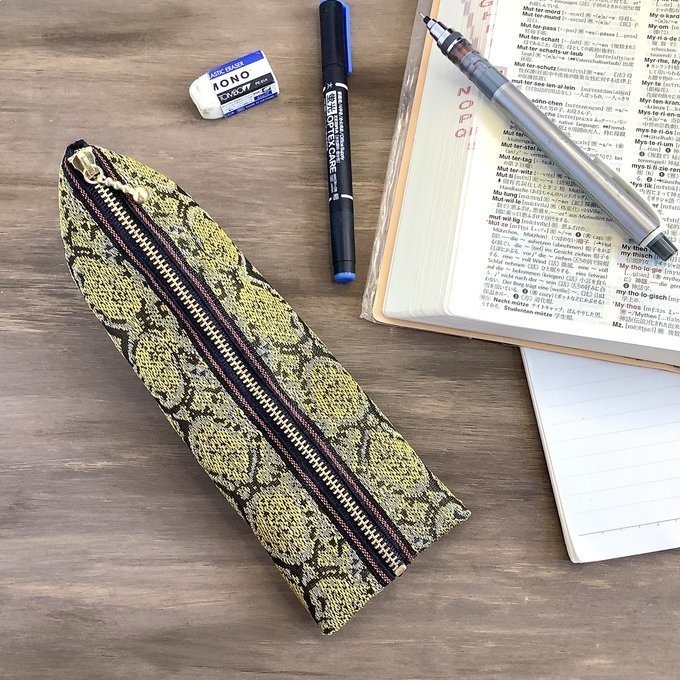 【金蛇柄】畳縁 ぺたんこ ミニポーチ 小銭入れ カードケース ゴールド ヘビ パイソン