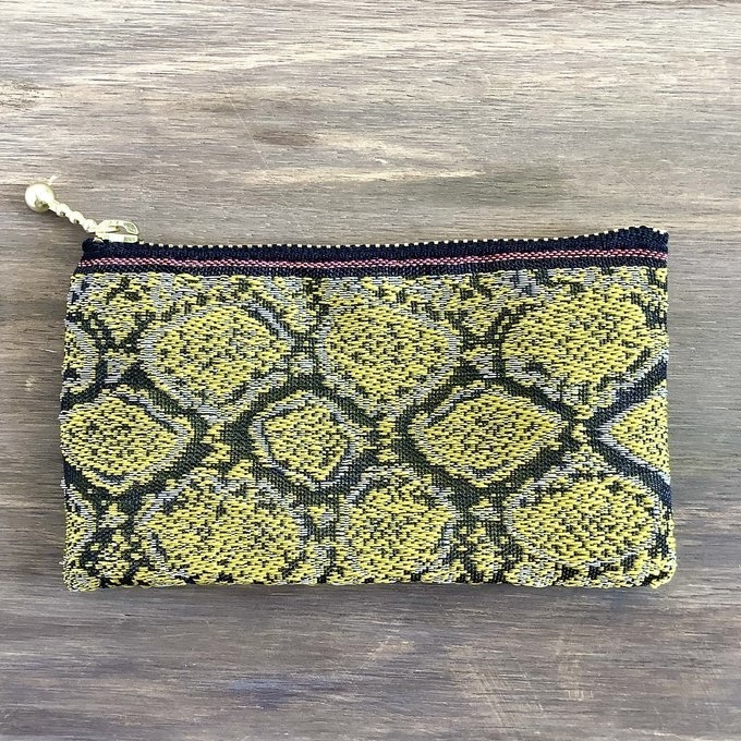 【金蛇柄】畳縁 ぺたんこ ミニポーチ 小銭入れ カードケース ゴールド ヘビ パイソン