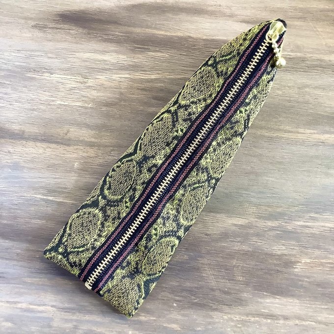 【茶蛇柄】畳縁 テトラ型 ペンケース ブラウン ヘビ パイソン