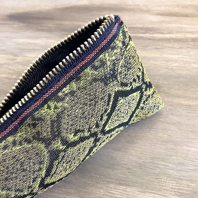 【茶蛇柄】畳縁 テトラ型 ペンケース ブラウン ヘビ パイソン