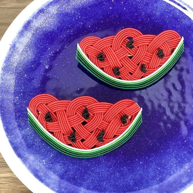 水引 バレッタ【すいか】赤 可愛い スイカ