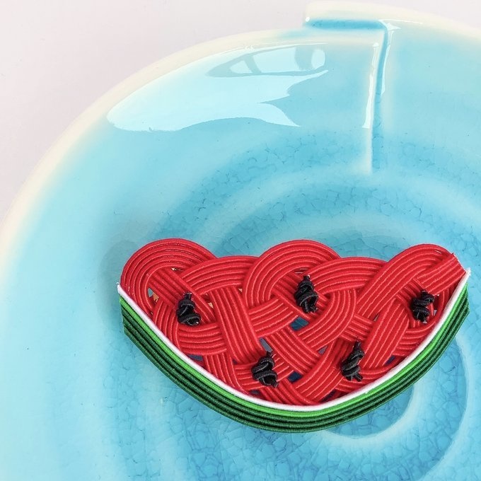 水引 バレッタ【すいか】赤 可愛い スイカ