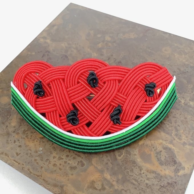 水引 バレッタ【すいか】赤 可愛い スイカ