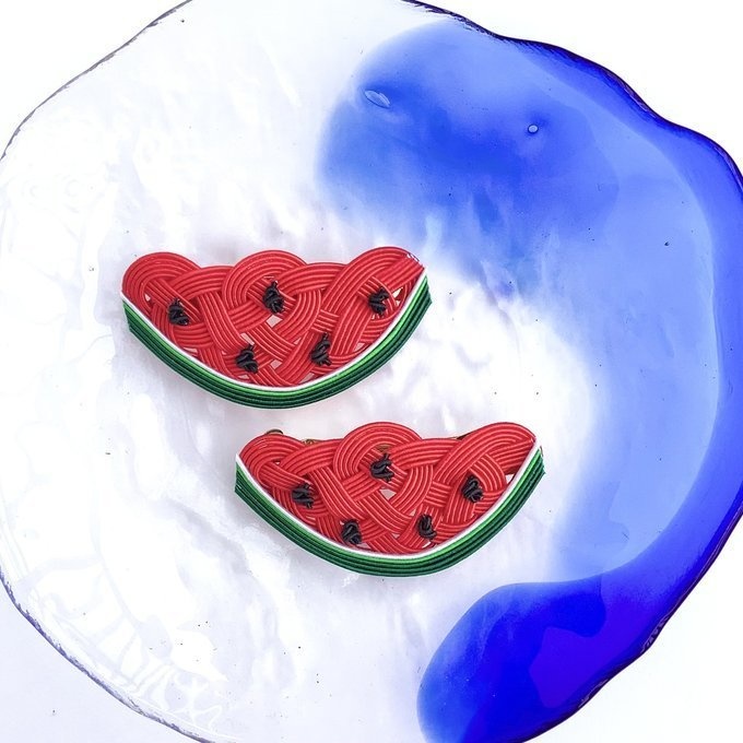 水引 バレッタ【すいか】赤 可愛い スイカ